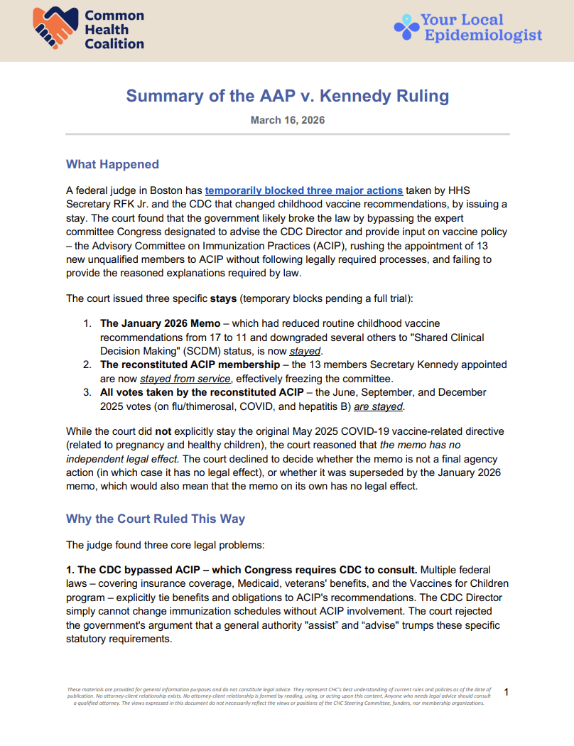 Summary of the AAP v. Kennedy Ruling